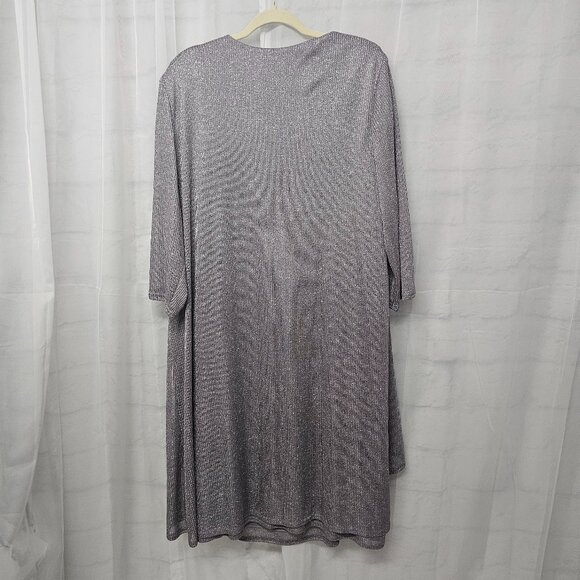 R&M Richards Gray Silver Metallic Layered Dress Formal Wedding Minimalist 24W - Picture 5 of 9